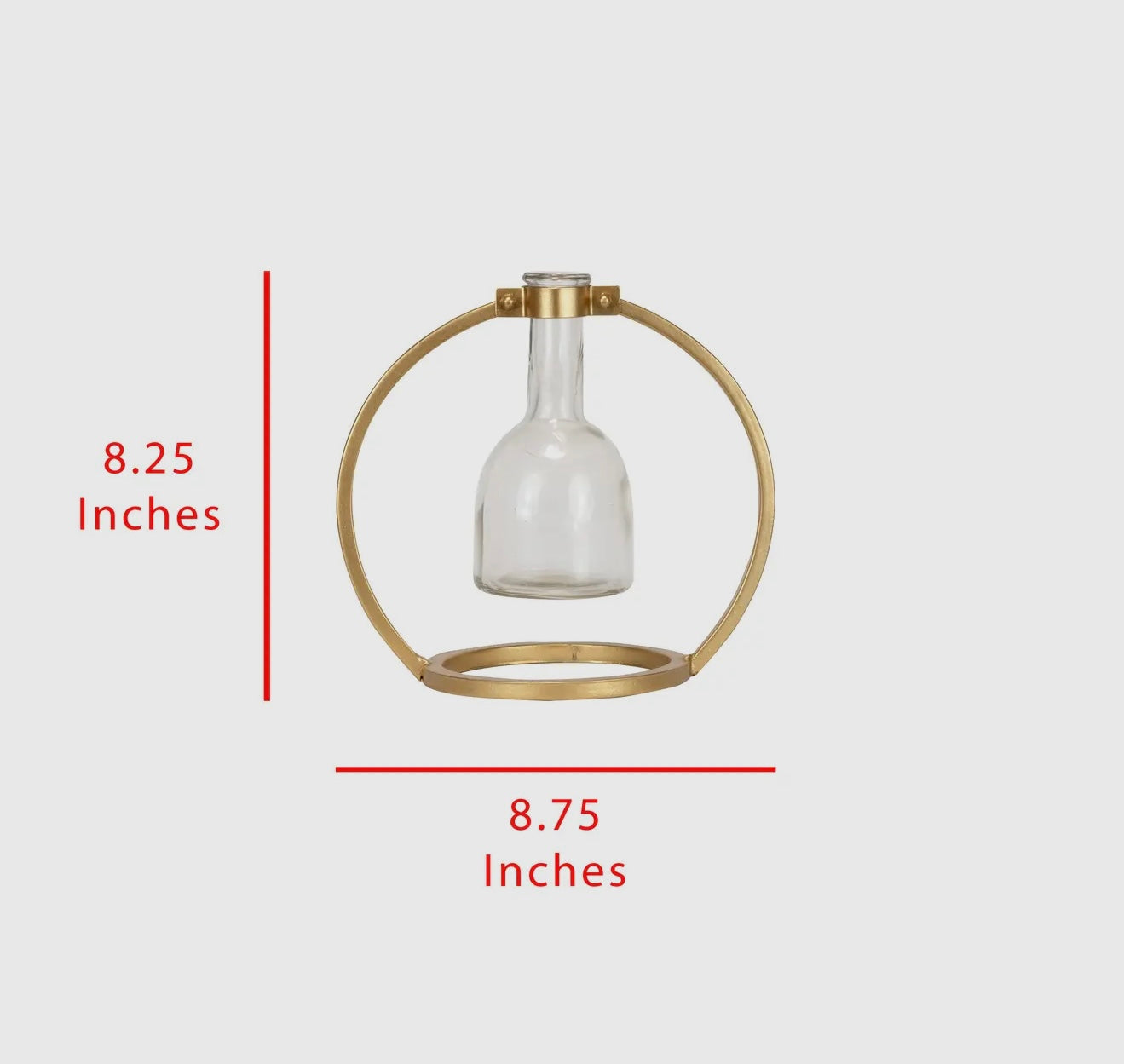 Floating Glass Bud Vase with Brass Finish Holder
