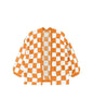 Orange and White Checkered Cardigan Sweater