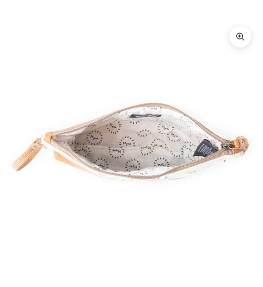 MY5 MYRA BRAND Farine Canvas Pouch with Tassel Adorned Zip Closure, Inside Pockets and Removable Wrist Strap