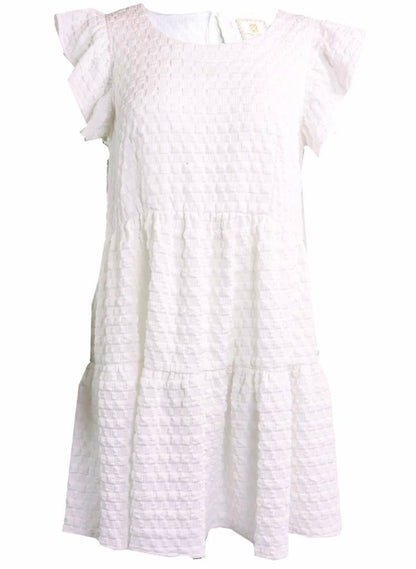 SS White Ruffle Tiered Dress