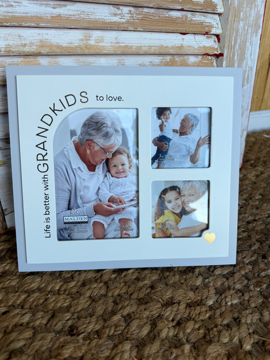 Ivy's Gifts & Boutique GKAM Grandkids arched photo collage frame displaying multiple family photos on a wooden wall mount.