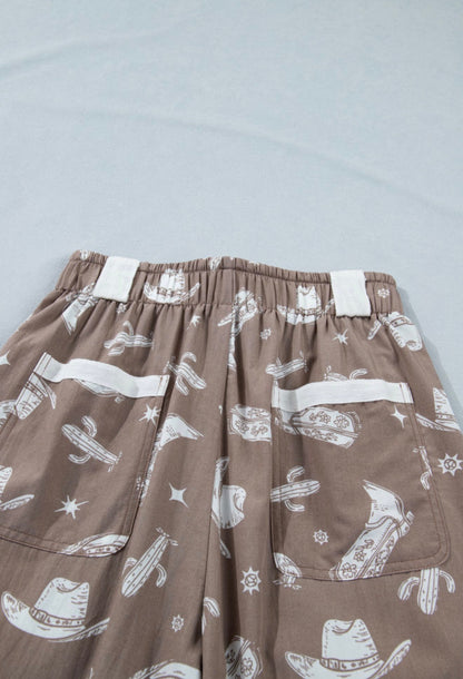 MLRD Rodeo Print  Jogger Style Pants with Cargo apocets and Tie Details
