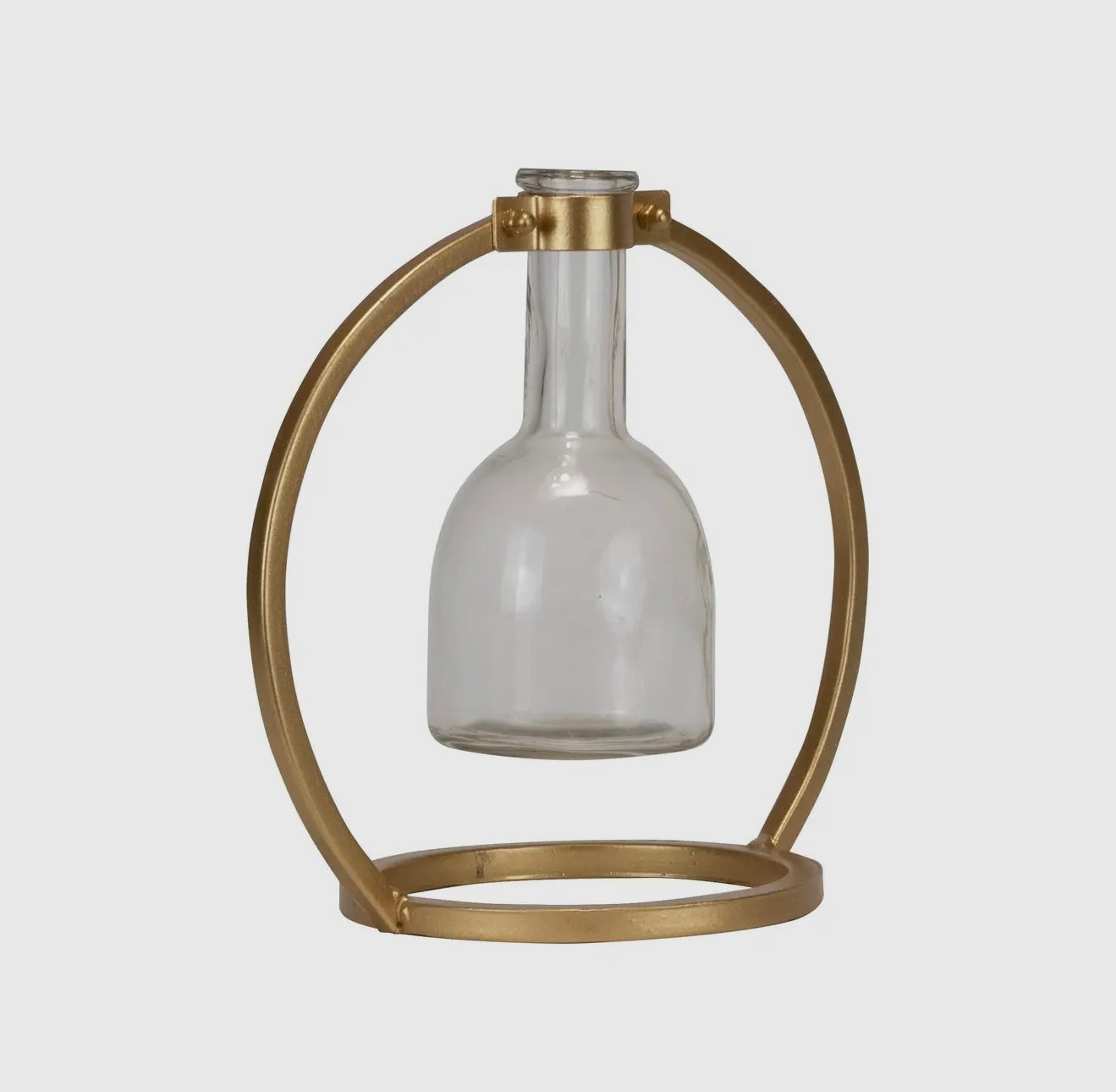 Floating Glass Bud Vase with Brass Finish Holder