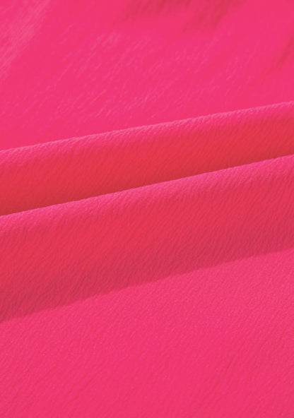 PP28 Strawberry Pink Pleated O Neckline Top with Embroidered Flutter Sleeves