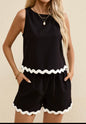 Black with White Rick Rack Trim Short Set