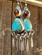 ERFT Faux Turquoise Earrings with Amber Color Stone Accent