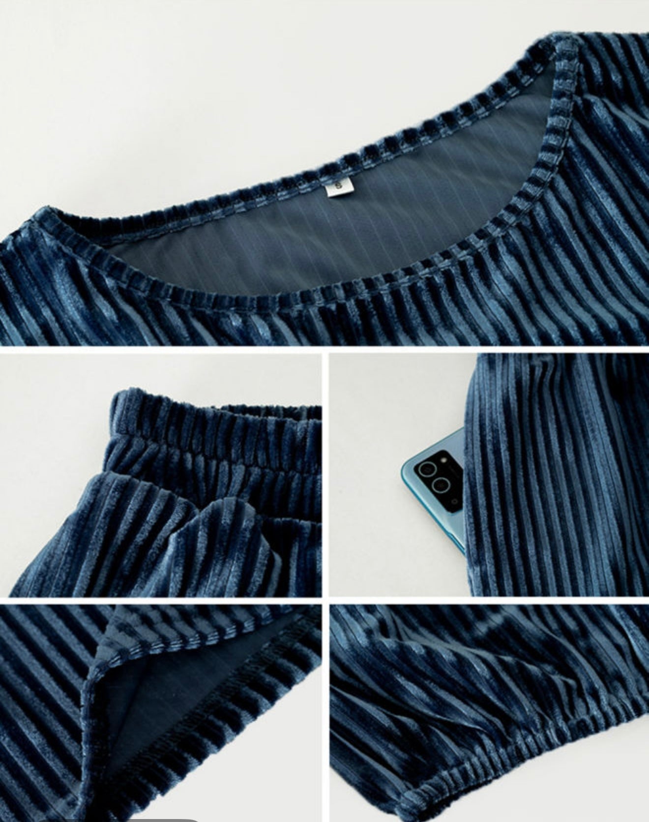 Blue Ribbed Velour 2 pc Set