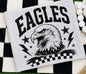 FEA EAGLES Printed T Shirt with Checkered Print and Eagle Head Design
