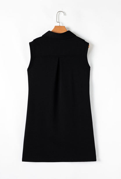 Black Sporty Style Dress with Pockets