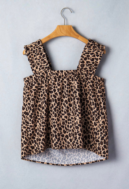 ML47 Animal Print  Short Top with Ruffle Straps
