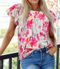 ML5 Bright Floral Print Short Sleeve Blouse
