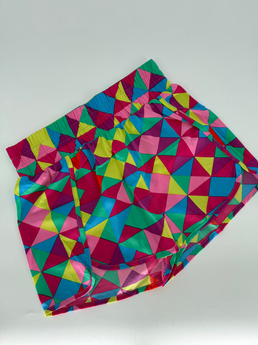 Multi Color Abstract Print Shorts with Wide Elastic Waist