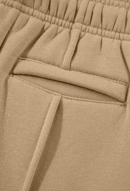 Tan wide leg sweatpants with pockets