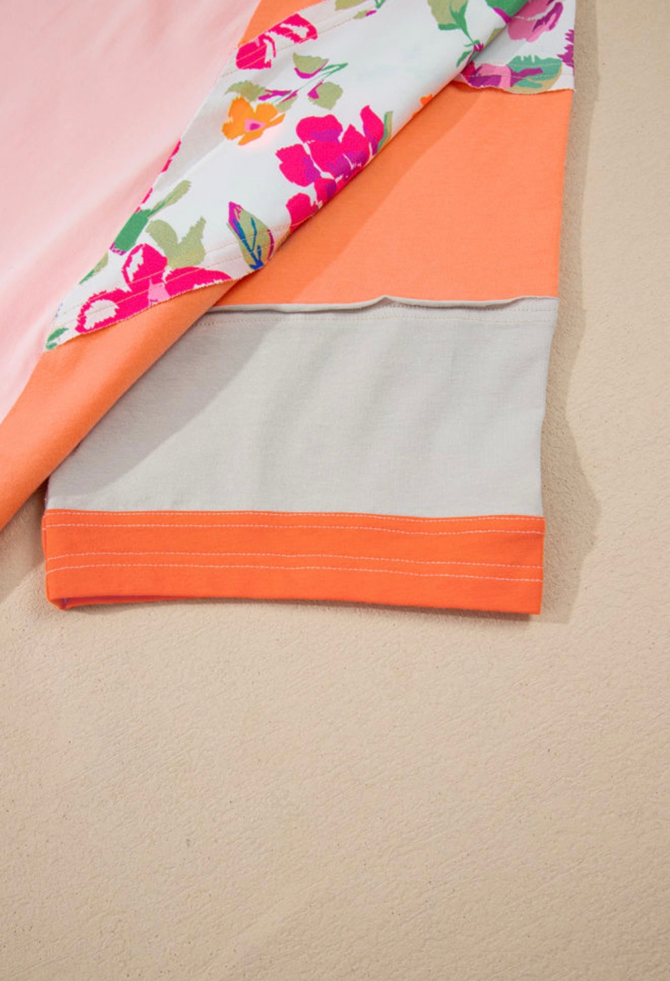 Orange and Peach Floral Block Style Top