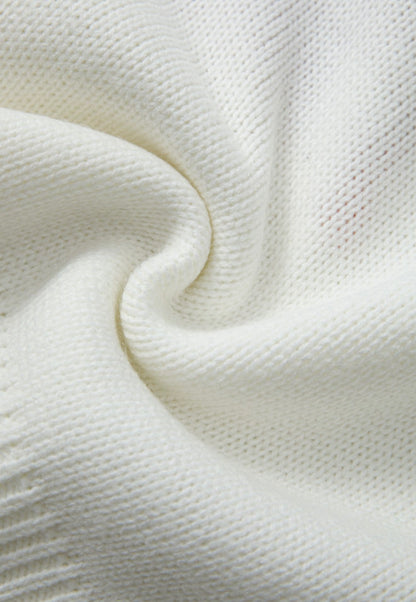 Bow Sweater with the sweetest Red accent blanket stitching details