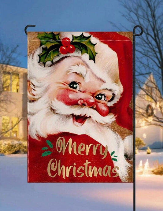 Merry Christmas Santa Face Small Garden Flag