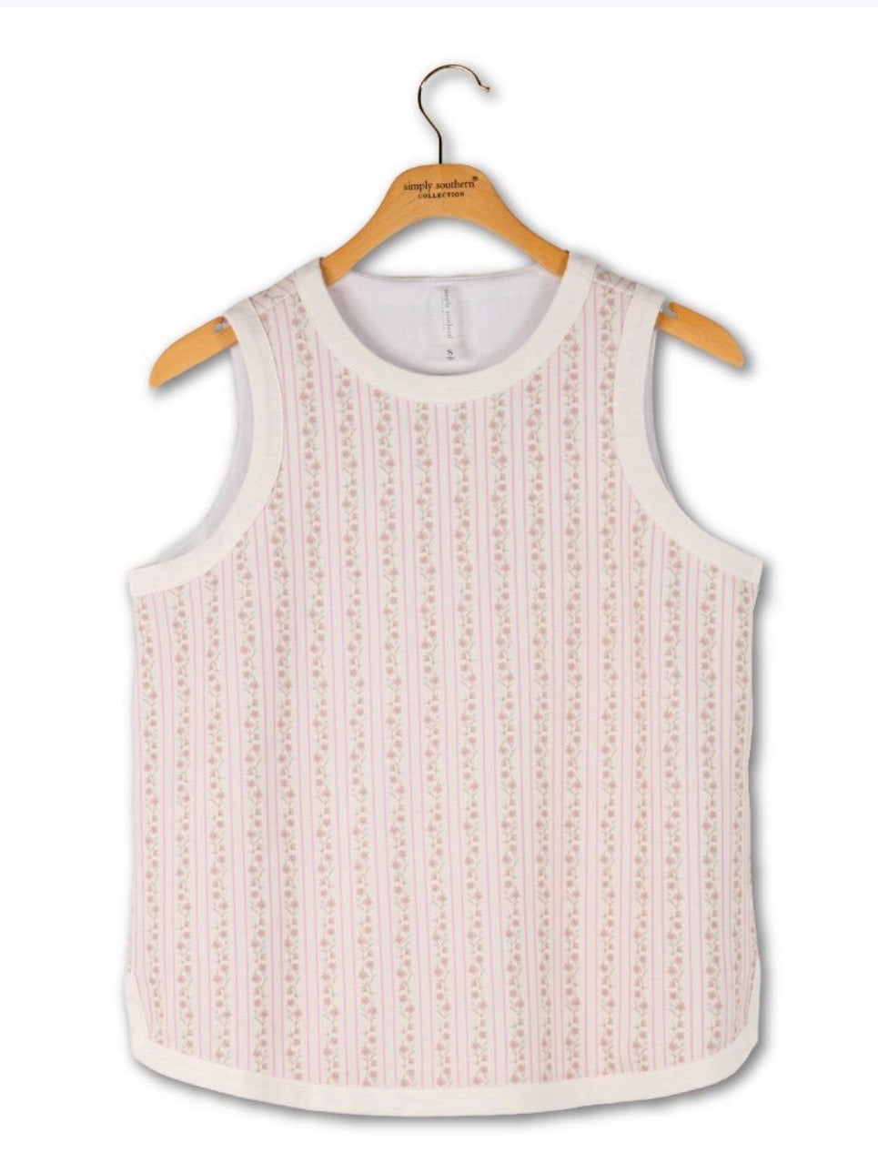 Ivy's Gifts & Boutique SS sleeveless top in soft fabric, featuring a casual fit and stylish design, displayed on a hanger.