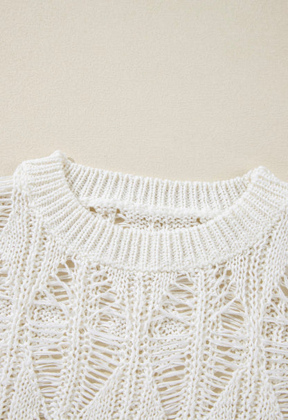 A37 Ivory Loose Woven Summer Sweater - Ivy's Gifts & Boutique