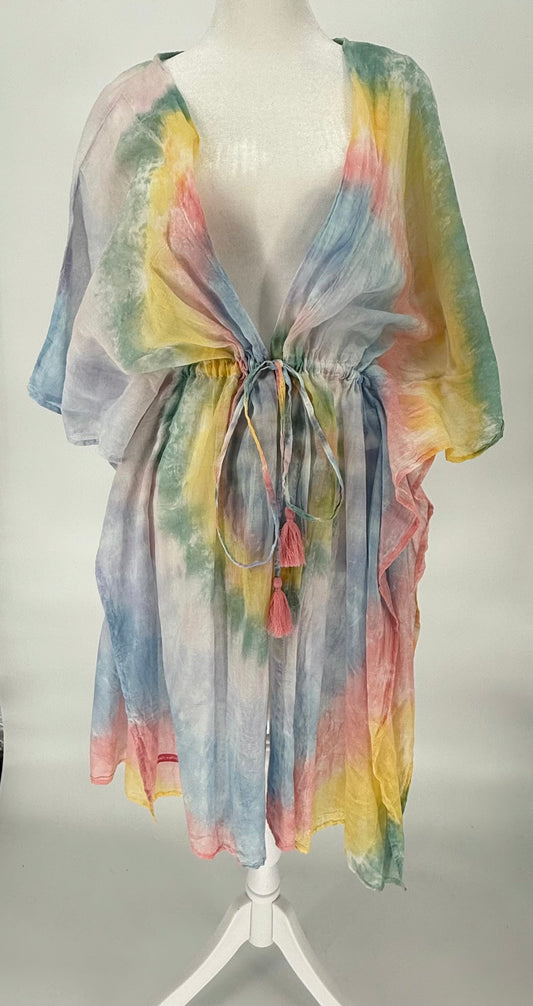 SS Lightweight Cover Up with Drawstring Waist Belt with Tassels