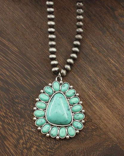 NBFTS Faux Turquoise and Navajo Bead Necklace