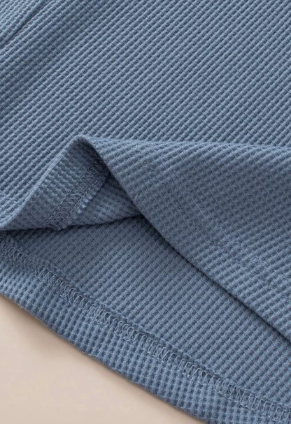 Blue Top with Wooden Buttons and Hood