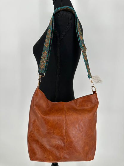 Camel Color Shoulder Bag with Trendy Camera Strap