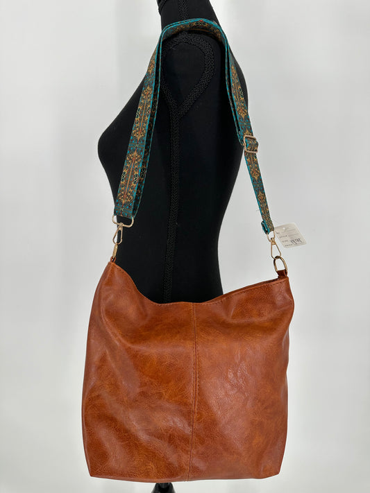 Camel Color Shoulder Bag with Trendy Camera Strap