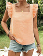Orange and White Gingham Print Top