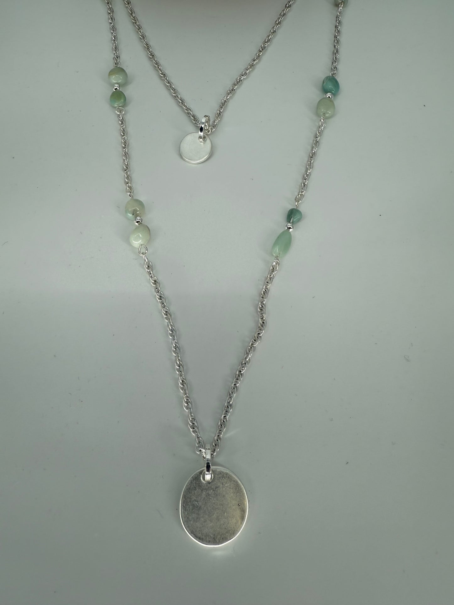Trezo Silver and Beaded 2 Layer Necklace and Bracelet with Magnetic Closure