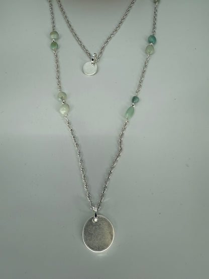 Trezo Silver and Beaded 2 Layer Necklace and Bracelet with Magnetic Closure