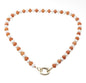 OWCL Orange and White Crystal Cut Beaded Necklace with Charm Latch to Add Charms if Desired