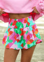 Bright Multi Color Wide Leg Skort Shorts