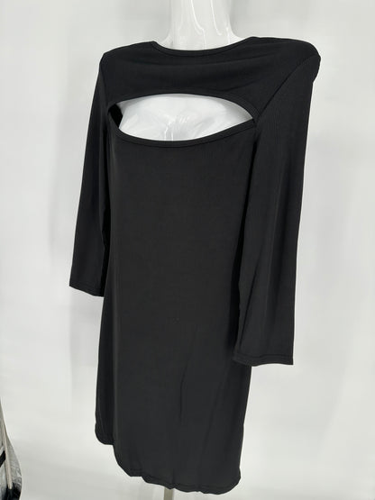 Black Fitted Dress with Stylish Neck Opening