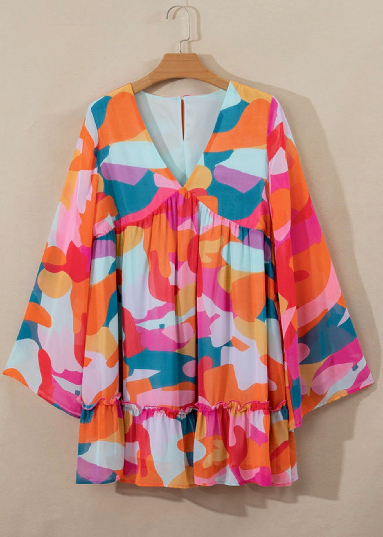 Abstract Bright Printed Baby Doll Dress