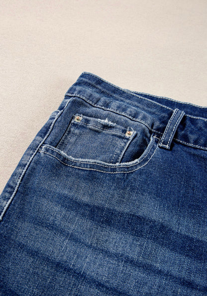 PP26 Blue Jeans with Side Seam Hem Splits and Flare Leg Design for Added Style