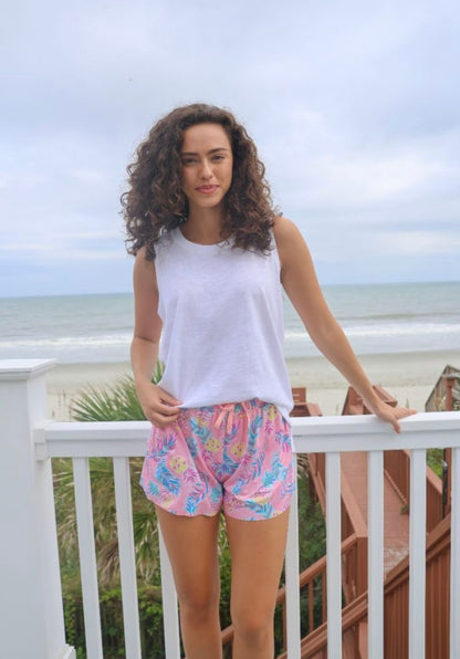 SS Pink Pineapple Print Running Short