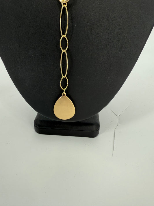 Trezo Gold Drop Style Link Necklace