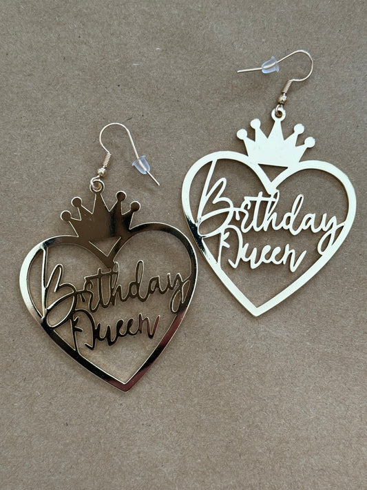 J33 Gold Birthday Queen Earrings