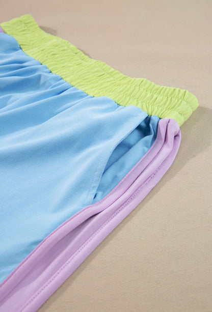 MLLBJ Light Blue with Purple and Green Accent Trim 2 Piece Athletic Leisure Style Pant Set