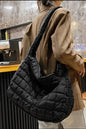 Black or Ivory Puffer Shoulder Tote Bag Purse