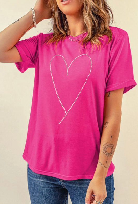 Pearl Heart Pink T Shirt