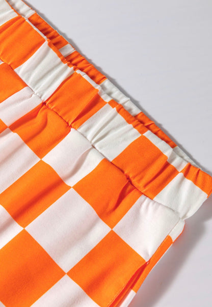 MLOWS Orange and White Checkered 2 Piece Set