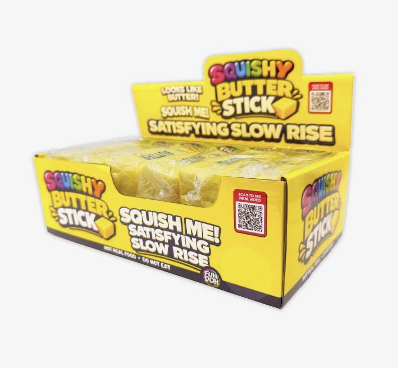 Ivy's Gifts & Boutique Toy4 Squishy Slow Rise Butter Stick in pastel yellow with smooth, soft texture and rounded shape.