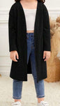 SW2 Black Open Front Long Cardigan Sweater
