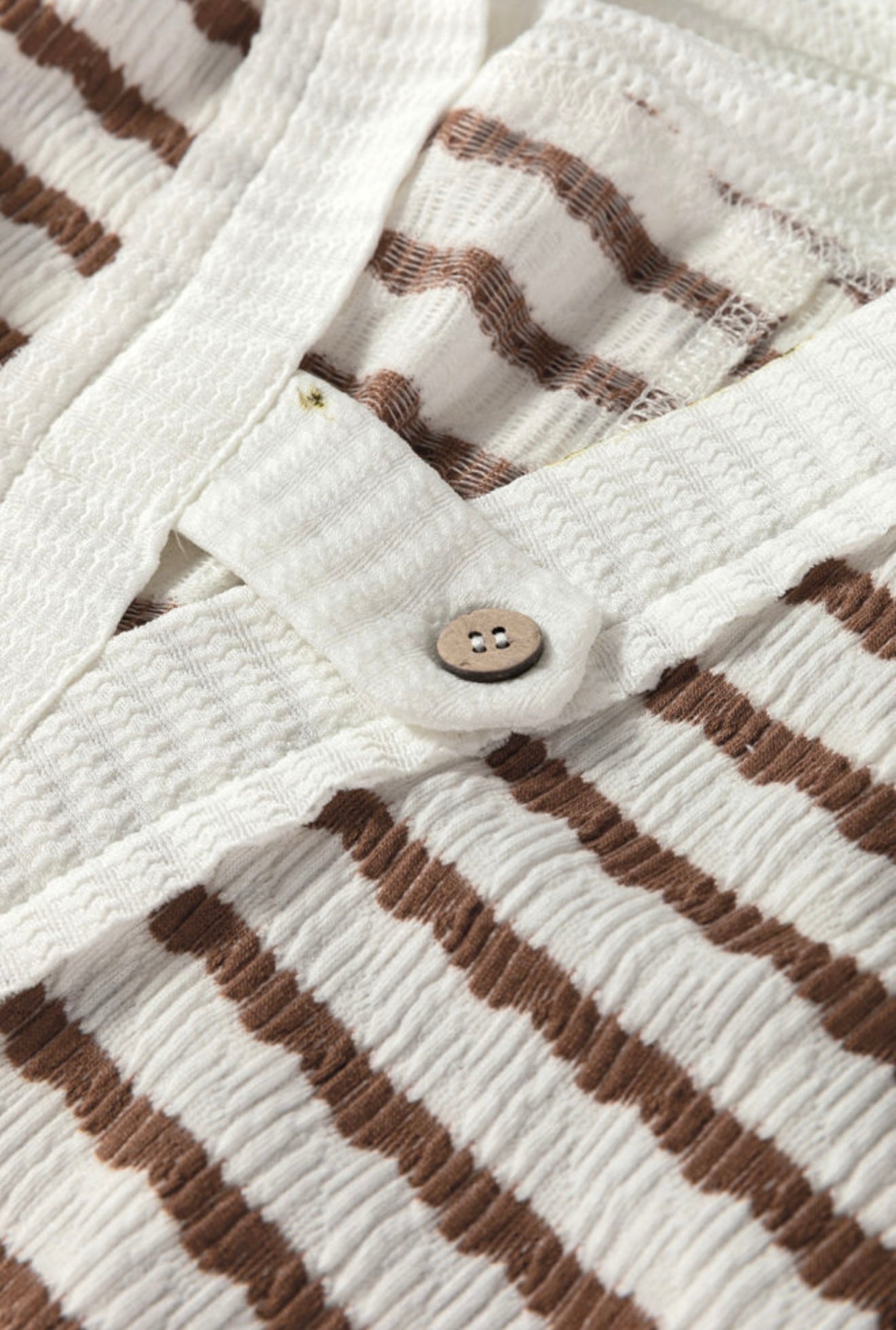 A36 Taupe Striped Hooded Shirt with Wooden Button - Ivy's Gifts & Boutique