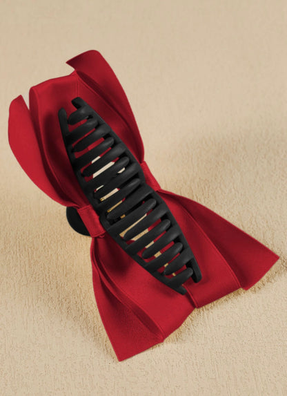Red or Black Claw Clip with Bow