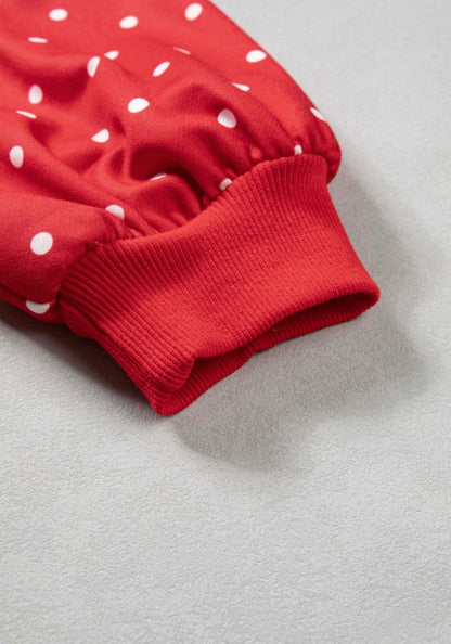 MLRD Red Polka Dot Snap Closure Long Sleeve Top
