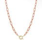 PCOC Paperclip Link Orange Necklace with Oversized Reverse Placement Latch
