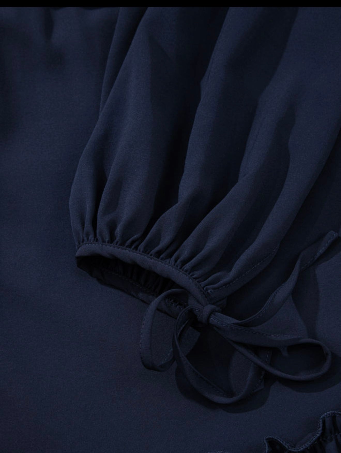 A20 Navy Ruffle Hem Dress with Waist Tie