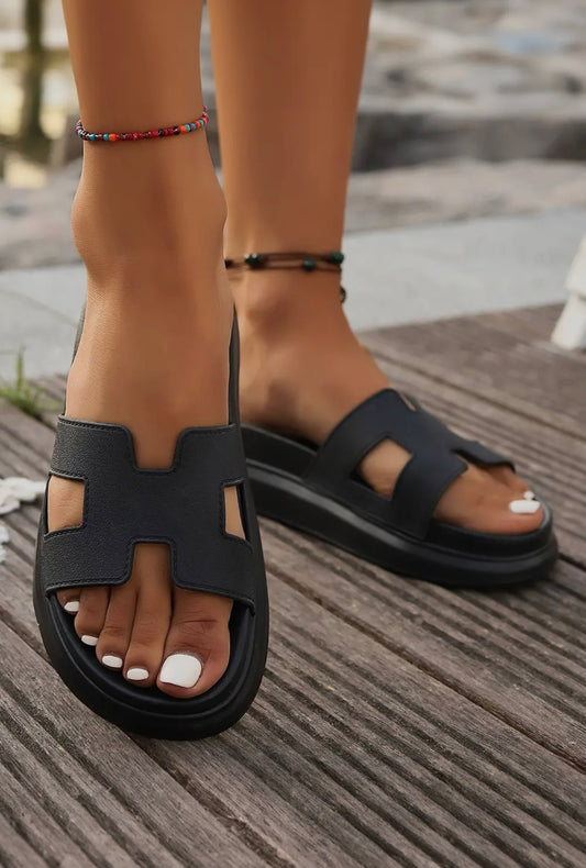 Notched Design Slip On Sandal
